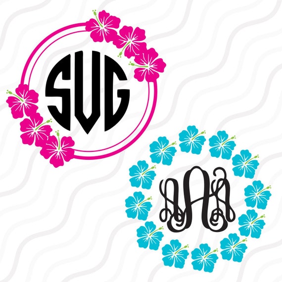 Hibiscus SVG Hawaii SVG Hibiscus Monogram Frame SVG Cut | Etsy