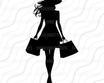 Shopping Woman SVG, Shopping Girl Svg, Fashion SVG Cut table Design,svg,dxf,png Use With Silhouette Studio & Cricut_Instant Download
