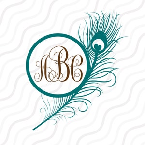 Peacock Feather SVG, Feather, Peacock Feather Monogram SVG Cut table Design,svg,dxf,png Use With Silhouette Studio & Cricut_Instant Download