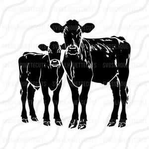 Holstein Cow with Calf Silhouette SVG, Cow SVG Cut table Design,svg,dxf,png Use With Silhouette Studio & Cricut_Instant Download