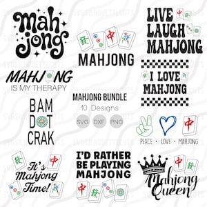 Mahjong Bundle SVG, Mahjong SVG, Mahjong Player SVG Cut table Design,svg,dxf,png Use With Silhouette Studio & Cricut_Digital Download