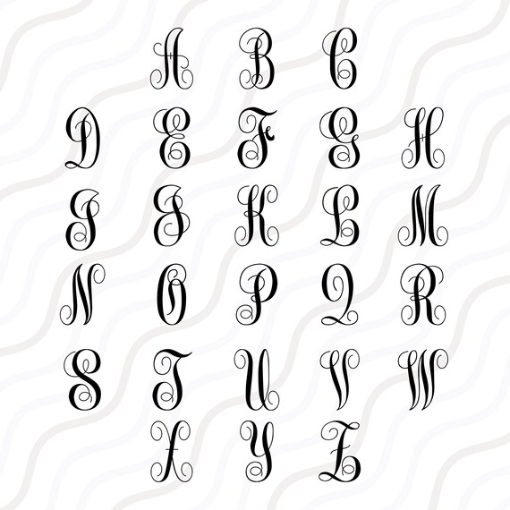Download Monogram Font2 Svg Cricut Monogram Font Svg Monogram Etsy