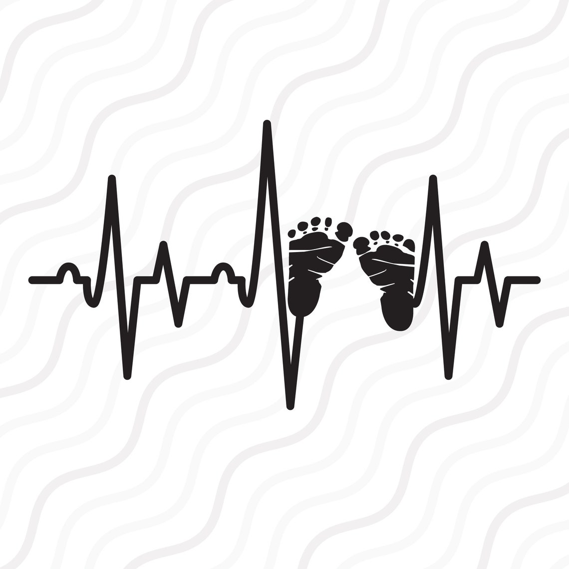 Baby Footprint Heartbeat SVG Footprint Heartbeat SVG Cut Etsy