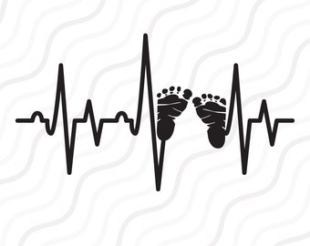 Baby Footprint Heartbeat SVG, Footprint Heartbeat SVG Cut
