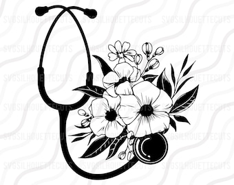 Floral Stethoscope SVG: Nursing Medical Cut File (Digital Download)