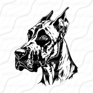 Great Dane Dog, Dog Svg, Boxer Silhouette SVG Cut table Design, svg, dxf, png Use With Silhouette Studio & Cricut Instant Download