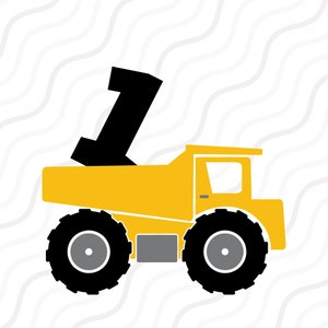 Construção 1º aniversário SVG, aniversário de caminhão basculante SVG Corte de mesa Design,svg,dxf,png Use com Silhouette Studio e Cricut_Download instantâneo