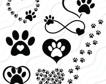 Paw Print Heart SVG, Paw Print SVG, Dog SVG Cut table Design,svg,dxf,png Use With Silhouette Studio & Cricut_Instant Download