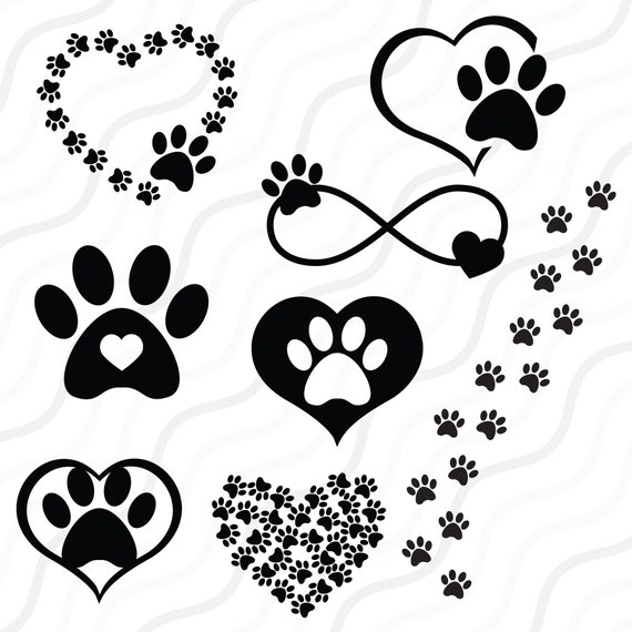 Paw Print Heart SVG Paw Print SVG Dog SVG Cut Table - Etsy