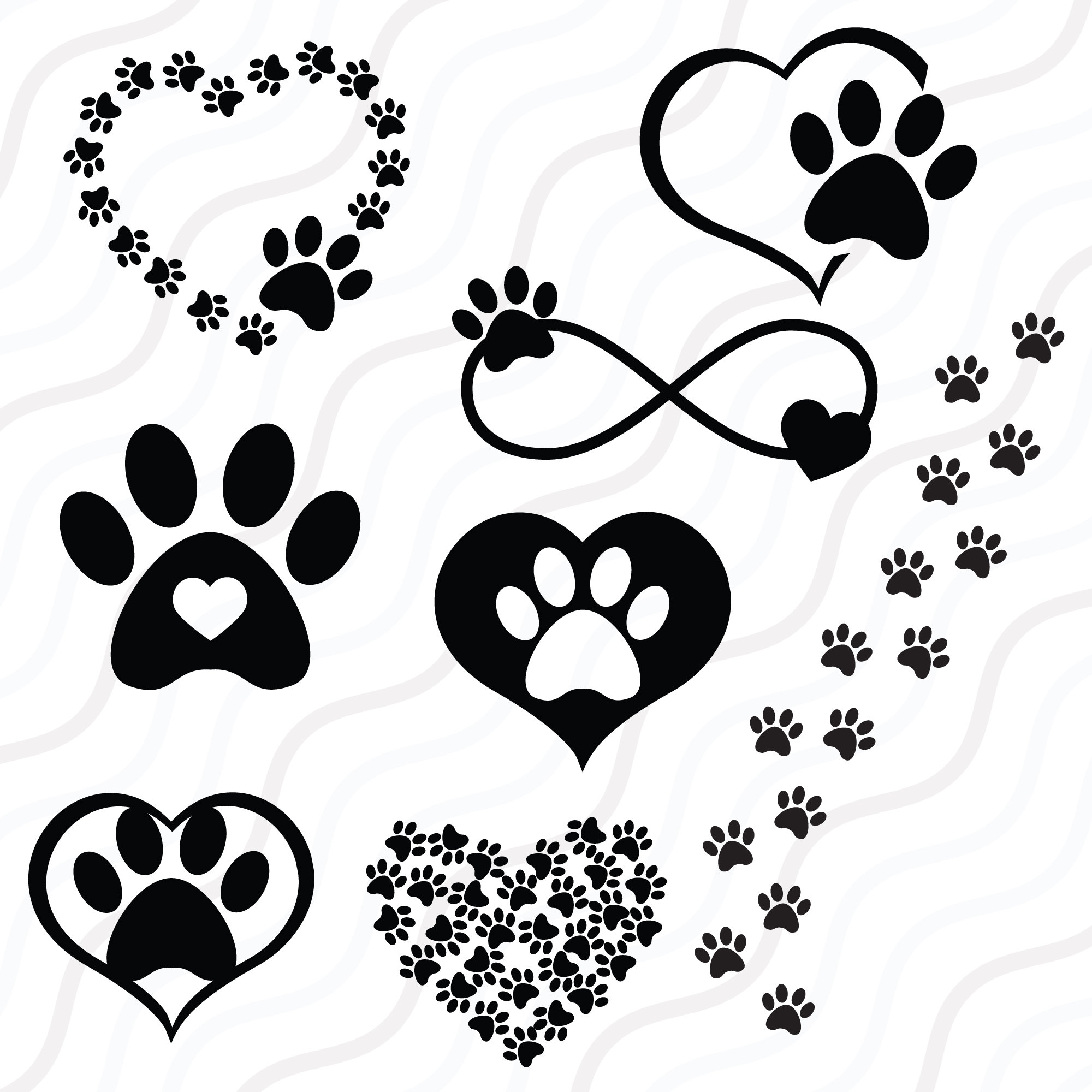 Paw Print Heart SVG design