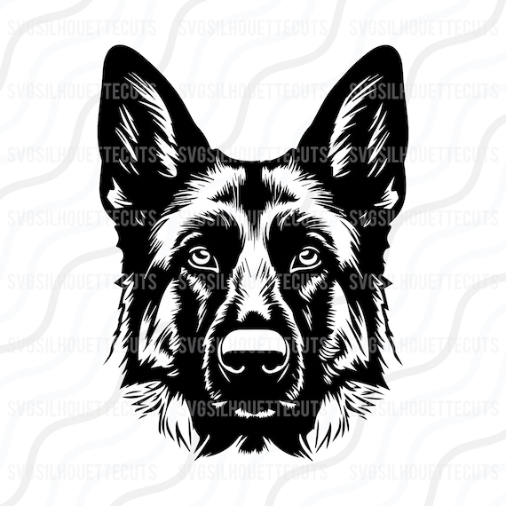 ジャーマンシェパードヘッドSVG：シルエットカットファイル（デジタル