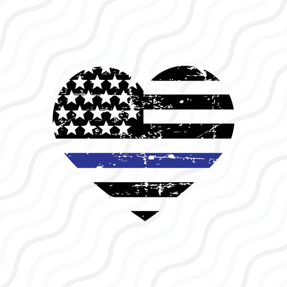 Blue Thin Line Heart Svg Police Svg Distressed Flag Svg Cut Etsy