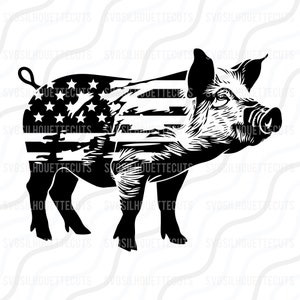American Flag Show Pig SVG, Show Pig SVG, Pig SVG Cut table Design,svg,dxf,png Use With Silhouette Studio & Cricut_Instant Download