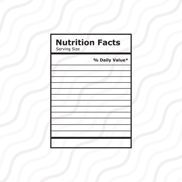 Nutrition Facts SVG, Nutrition Facts Template SVG Cut table Design,svg,dxf,png Use With Silhouette Studio & Cricut_Instant Télécharger