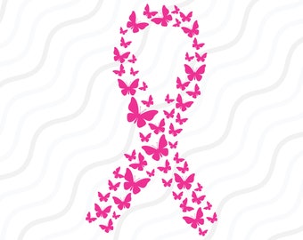 Butterfly Awareness Ribbon SVG, Cancer Awareness SVG Cut table Design,svg,dxf,png Use With Silhouette Studio & Cricut_Instant Download