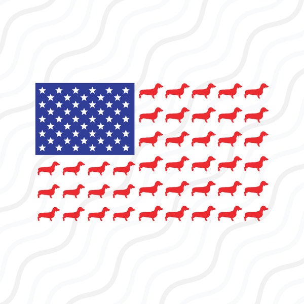Dachshund Dog SVG, American Flag svg, 4th of July SVG Cut table Design,svg,dxf,png Use With Silhouette Studio & Cricut_Digital Download