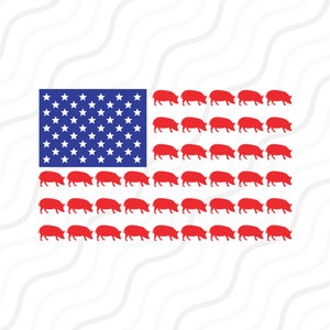 Pig Flag SVG, Pig svg, American Flag, 4 of July SVG Cut table Design,svg,dxf,png Use With Silhouette Studio & Cricut_Instant Download
