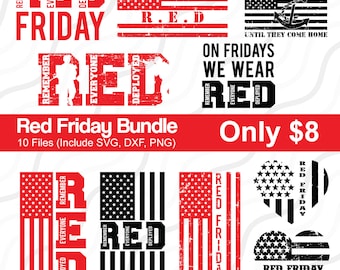 Red Friday Bundle SVG, Remember Everyone Deployed SVG Cut table Design,svg,dxf,png Use With Silhouette Studio & Cricut_Instant Download