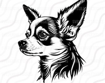 Chihuahua Dog, Dog Svg, Chihuahua Head Silhouette SVG Cut table Design, svg, dxf, png Use With Silhouette Studio & Cricut Instant Download