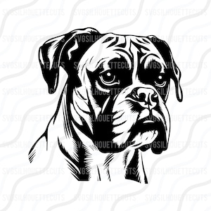 Boxer Dog SVG, Cane Svg, Boxer Silhouette SVG Tabella di taglio Design, svg, dxf, png Da usare con Silhouette Studio e Cricut Download immediato