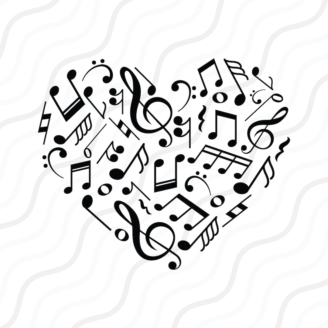 Heart Music Note SVG, Music Note SVG, Heartbeat SVG Cut Table Design