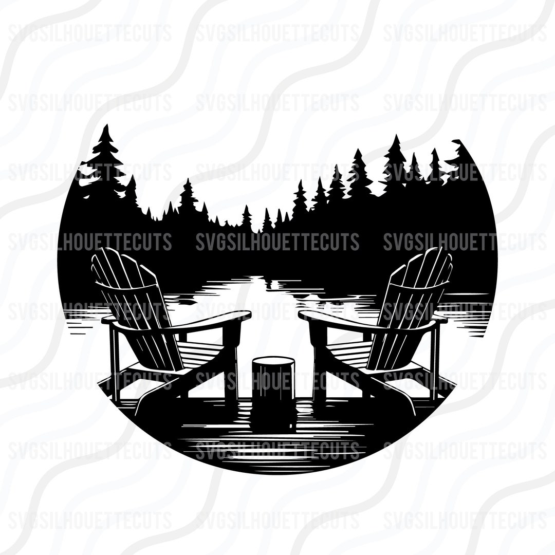 Lake Scene Adirondack Chair SVG, Adirondack Chair SVG Cut Table Design