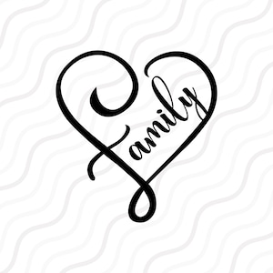 Coeur de famille SVG, famille Svg, amour Svg, foi SVG coupe table Design, svg, dxf, png utilisation avec Silhouette Studio & Cricut_Instant Download