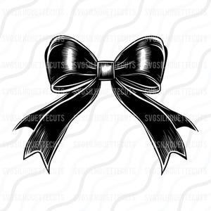 Fiocco nero Coquette SVG, fiocco di nastro SVG, fiocco SVG Tabella di taglio Design,svg,dxf,png Da usare con Silhouette Studio e Cricut_Download immediato