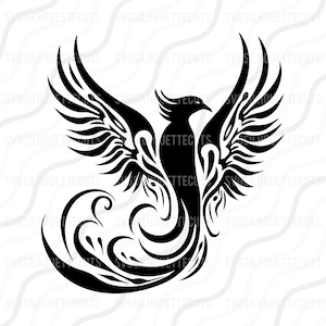Tribal Phoenix SVG, Phoenix Svg, Phoenix silhouet SVG gesneden tabelontwerpweergave, svg, dxf, png gebruik met Silhouette Studio en Cricut direct downloaden
