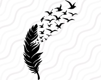 Feather Birds SVG, Birds Flying SVG, Bird Svg, Feather SVG Cut table Design,svg,dxf,png Use With Silhouette Studio & Cricut_Digital Download