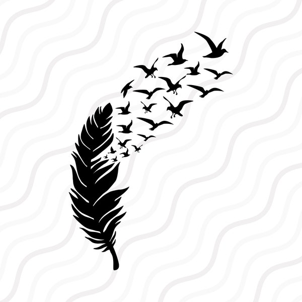 Feather Birds SVG, Birds Flying SVG, Bird Svg, Feather SVG Cut table Design,svg,dxf,png Use With Silhouette Studio & Cricut
