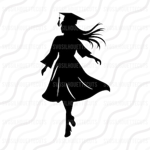 Afstuderen meisje SVG, afstuderen meisje silhouet SVG, 2025 SVG gesneden tabelontwerpweergave, svg, dxf, png gebruik met Silhouette Studio en Cricut_Instant download