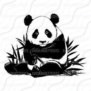 Panda SVG, Cute Panda Svg, Animal Svg, Bamboo SVG Cut table Design, svg, dxf, png Use com Silhouette Studio e Cricut Download instantâneo