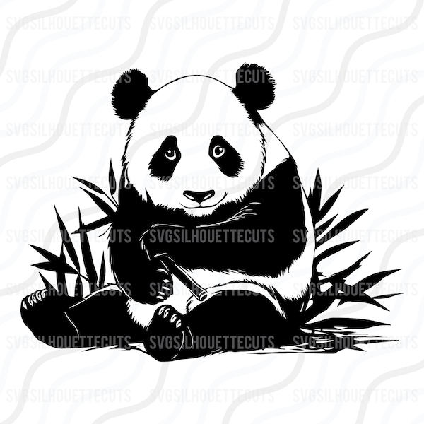 Panda SVG, Cute Panda Svg, Animal Svg, Bamboo SVG Cut table Design, svg, dxf, png Use With Silhouette Studio & Cricut Instant Download