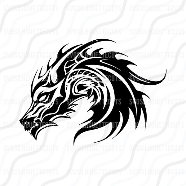 Dragon Head SVG, Chinese New Year 2024, Dragon Silhouette Cut table Design,svg,dxf,png Use With Silhouette Studio & Cricut_Instant Download