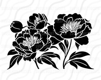 Peonies Flower SVG, Peony SVG, Wedding Flowers SVG Cut table Design,svg,dxf,png Use With Silhouette Studio & Cricut_Instant Download