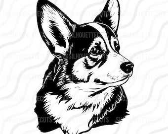 Corgi Dog, Dog Svg, Corgi Head Silhouette SVG Cut table Design, svg, dxf, png Use With Silhouette Studio & Cricut_Digital Download