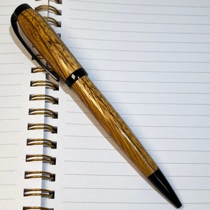 The Chesapeake Bay Pen - Zebrawood On Black Enamel - Handcrafted in the USA