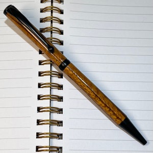 The Saratoga Pen - Zebrawood On Black Enamel - Handcrafted in the USA
