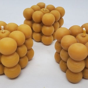 Pure Beeswax Bubble Candle, 100% Beeswax, Handmade, Geometric Candle, Bubble Cube Candle