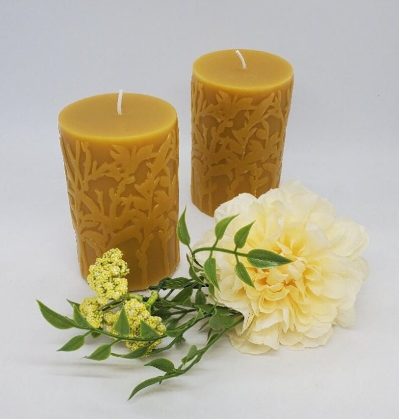 5-6 inch Cylinder 100% Beeswax Candle for Home Gift Favor by Lonesome Holler 