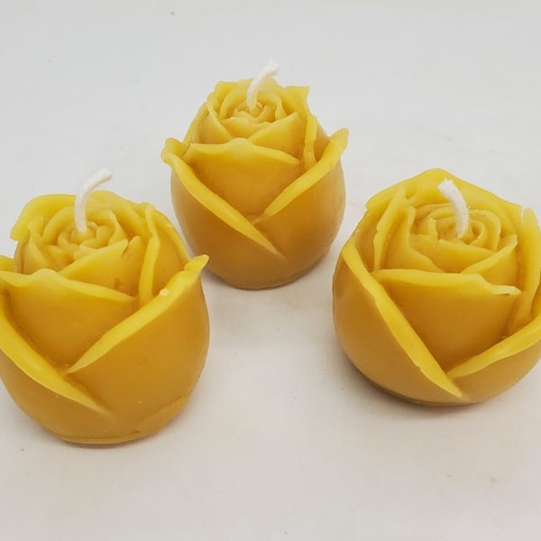 Pure Beeswax Rosebud Candle, 100% Beeswax, Handmade, Little Rosebud Candle, Little Rose Candle