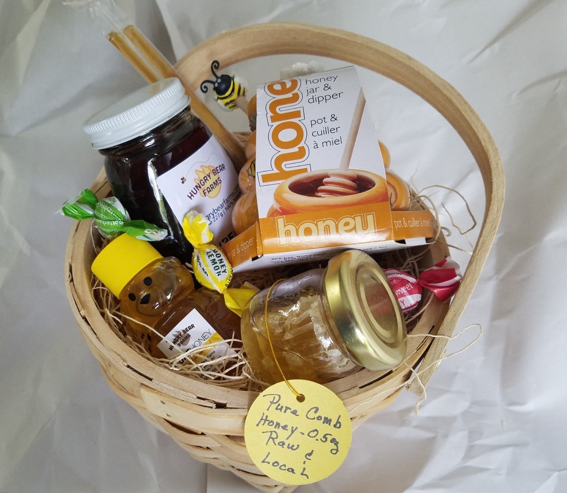 Seasonal Raw Honey Gift Basket with Orange Honey Pot Raw Etsy
