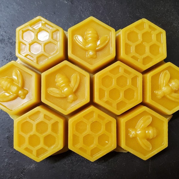 Tartelettes à la cire d'abeille pure, abeilles et rayons de miel, fontes pour cire d'abeille, chauffe-cire, 100 % cire d'abeille, pièce