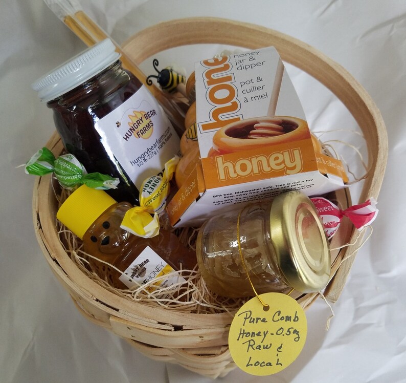 Seasonal Raw Honey Gift Basket with Orange Honey Pot Raw Etsy