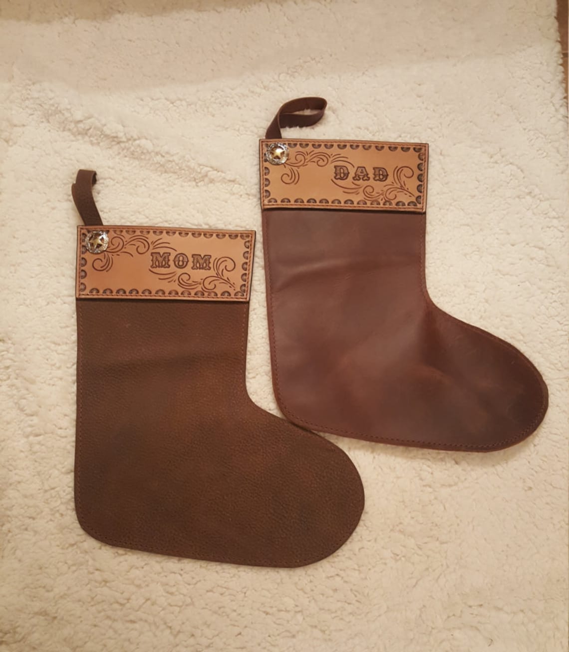 ON SALE Handmade Leather Christmas Stockings Etsy