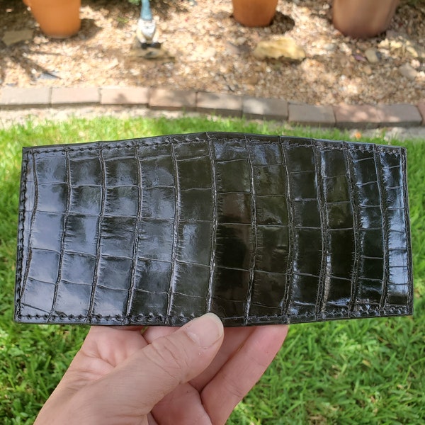 Real American Alligator Bifold Wallet in Black