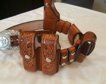 Hand Tooled Custom Duty Rig Trophy/Trouser Belt