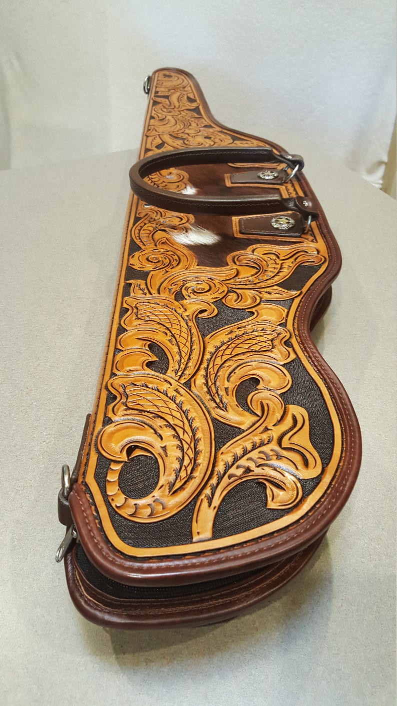 PRICE REDUCED Custom Hand Tooled Leather Rifle Case with Hair Etsy