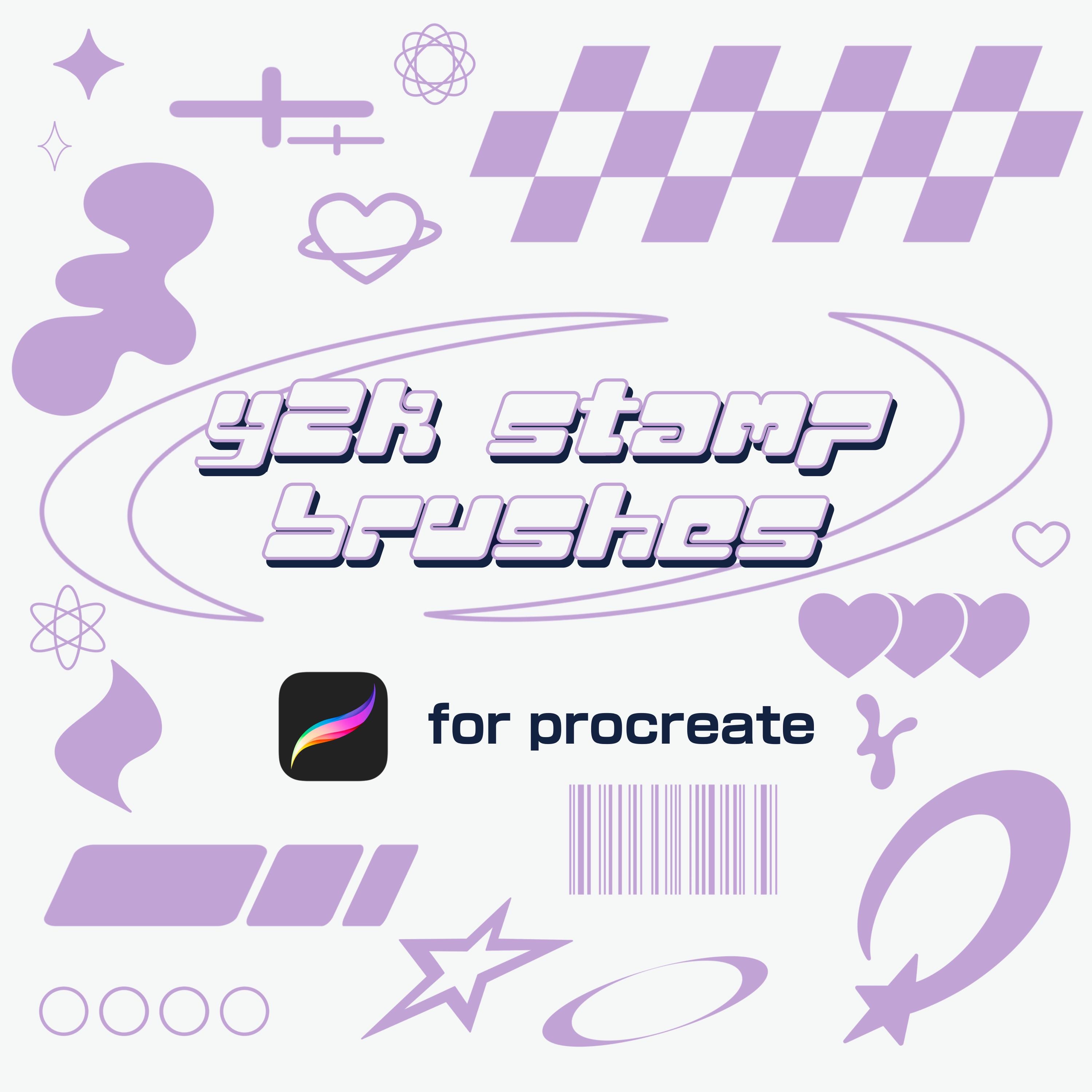 50 pinceles sello Y2K para Procreate y Procreate Dreams — Set estético retro de los 2000